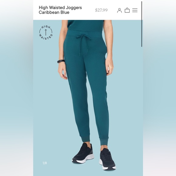 Mandala Caribbean Blue High Waisted Scrub Pants - Picture 2 of 3